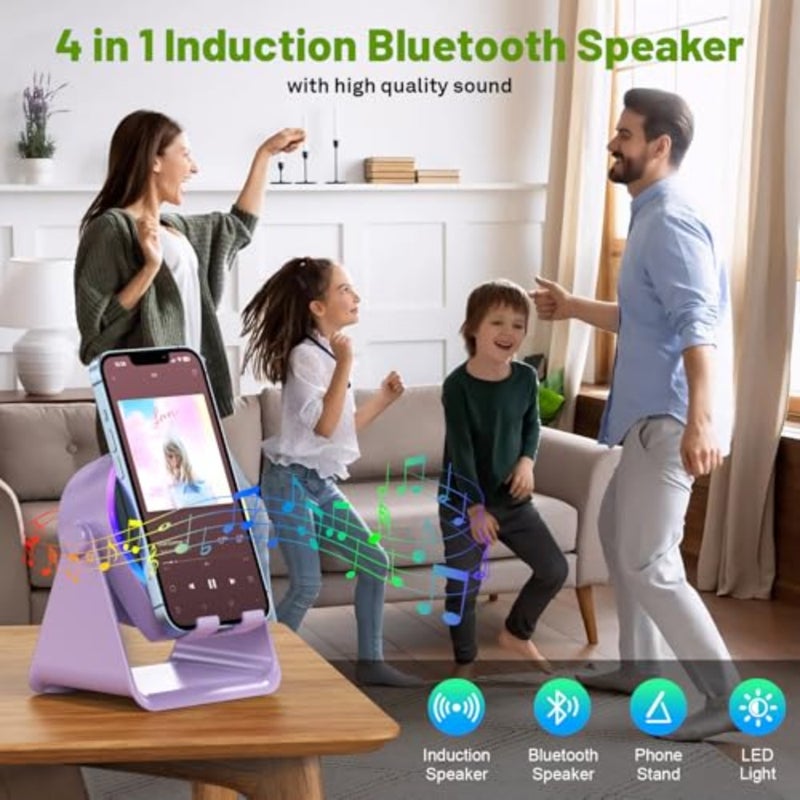 Wireless Bluetooth Induction Speaker, Phone Speaker Amplifier with Colorful Lights and 3500mAh Battery, 360° Adjustable Desk Phone Holder, Cool Tech Gadgets Gifts for Adults Teens - Image 2