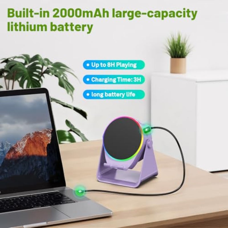Wireless Bluetooth Induction Speaker, Phone Speaker Amplifier with Colorful Lights and 3500mAh Battery, 360° Adjustable Desk Phone Holder, Cool Tech Gadgets Gifts for Adults Teens - Image 5