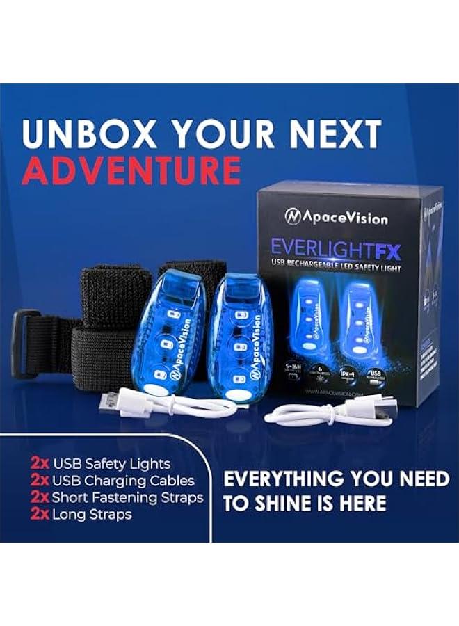 Arabest EverLightFX USB Rechargeable LED Safety Light (2 Pack) by Apace - Super Bright Bike Tail Light Works Brilliantly as Running Light for Joggers, Pets, Bicycle Strobe or Rear Clip On Lights - Image 2