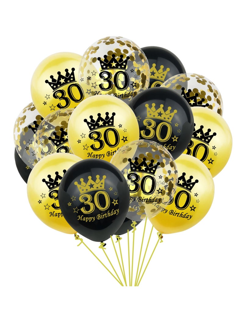 Brain Giggles Brain Giggles Happy Birthday Latex Balloons - 30th Birthday Balloons - 15pcs  - Image 1