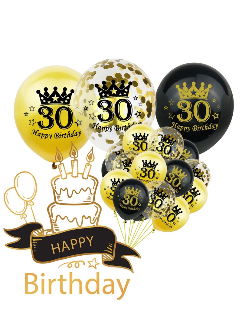 Brain Giggles Brain Giggles Happy Birthday Latex Balloons - 30th Birthday Balloons - 15pcs  - Image 2