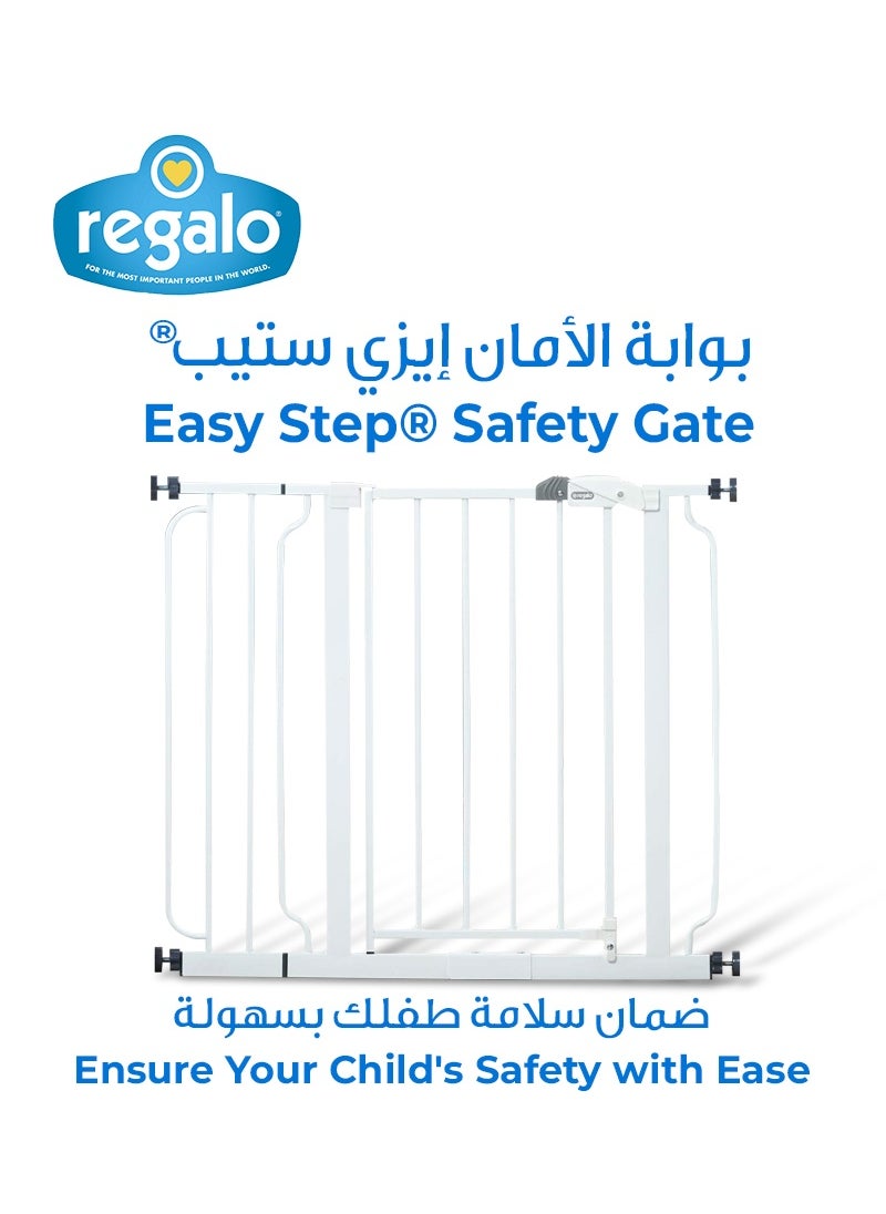 Regalo Extra-Wide Baby Safety Gate | Walk-Through Door | Adjustable & Durable Steel | Easy Pressure Mount | Fits 29-34 & 35-38.5 Inches | Pet-Friendly | JPMA Certified | White  - Image 1