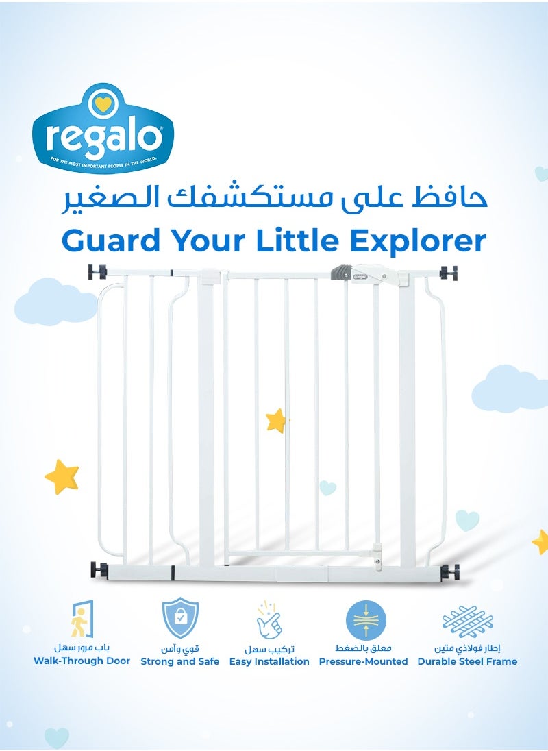 Regalo Extra-Wide Baby Safety Gate | Walk-Through Door | Adjustable & Durable Steel | Easy Pressure Mount | Fits 29-34 & 35-38.5 Inches | Pet-Friendly | JPMA Certified | White  - Image 3