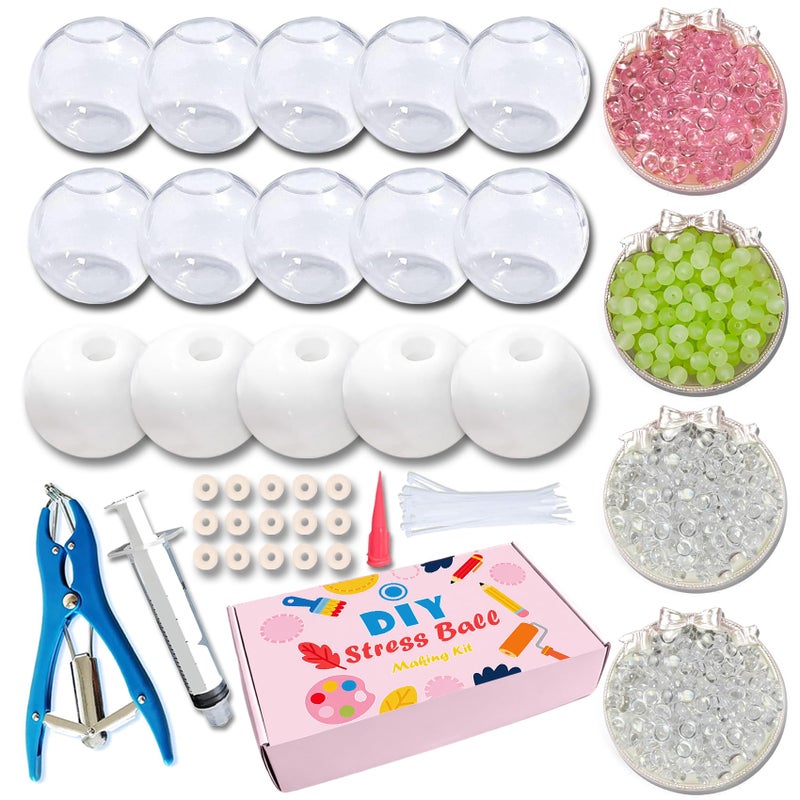 TXGSDXS طقم صنع كرات الضغط DIY TXGSDXS 15 غلاف TPR، 4.2 أونصة من الحشوات، 1 أداة تفريغ، 20 رباط كابل لإنشاء ألعاب تخفيف القلق ASMR مريحة ومقرمشة (15 قطعة) - Image 1