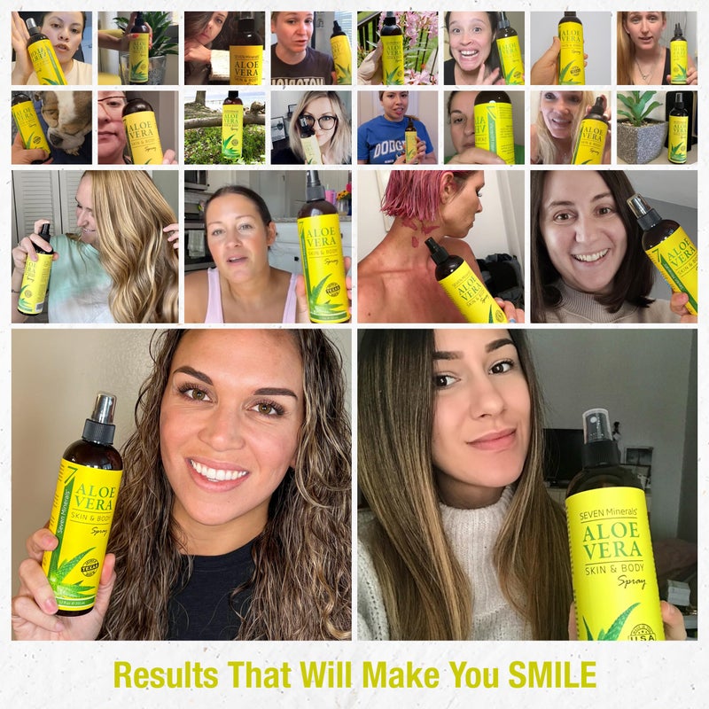 Seven Minerals, Organic Aloe Vera Spray for Body & Hair - From Freshly Cut Aloe Plant, Extra Strong, Easy to Apply, No Thickeners So It Absorbs Rapidly, No Sticky Residue - Made in USA (Big 12 fl oz) - Image 5