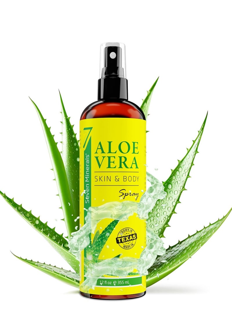Seven Minerals Seven Minerals, Organic Aloe Vera Spray for Body & Hair - From Freshly Cut Aloe Plant, Extra Strong, Easy to Apply, No Thickeners So It Absorbs Rapidly, No Sticky Residue - Made in USA (Big 12 fl oz)  - Image 1