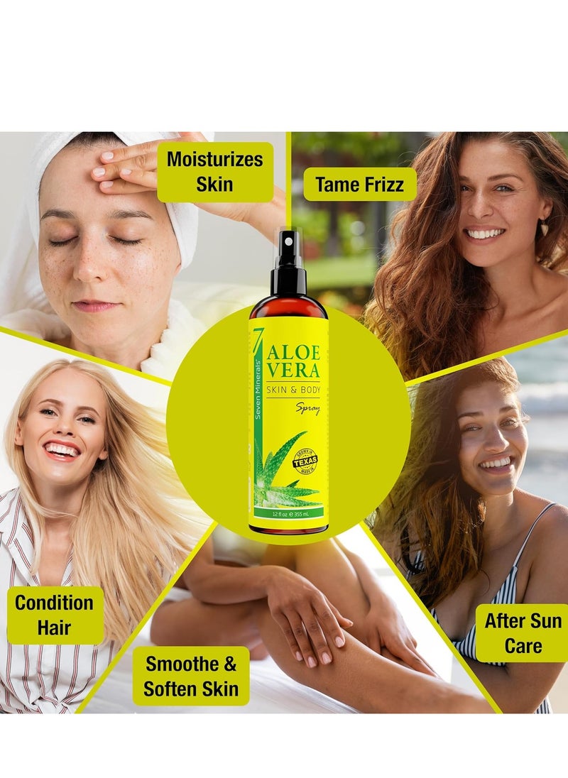 Seven Minerals Seven Minerals, Organic Aloe Vera Spray for Body & Hair - From Freshly Cut Aloe Plant, Extra Strong, Easy to Apply, No Thickeners So It Absorbs Rapidly, No Sticky Residue - Made in USA (Big 12 fl oz)  - Image 2
