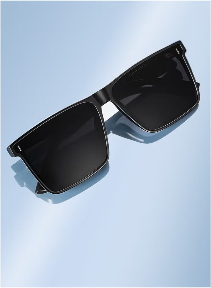 نظارات شمسية مستقطبة TR90 عدسة مستقطبة عالية الدقة حماية 100% من الأشعة فوق البنفسجية 400، تصميم أنيق، نظارات شمسية رياضية مربعة كلاسيكية للقيادة للرجال والنساء باللون الأسود - Image 4