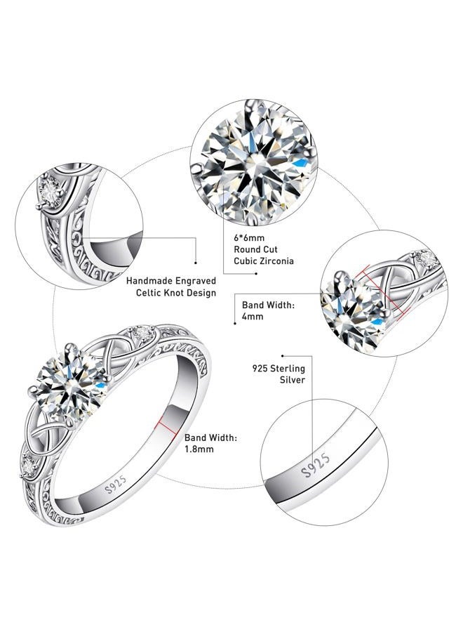 Yaresul Vintage Celtic Knot Women's Engagement Ring Sets 925 Sterling Silver/14K Gold Plated Stackable Wedding Bands Rings AAAAA Cubic Zirconia Women Bridal Sets Wedding Ring Band Width 1.8mm Size 5-9 - Image 3