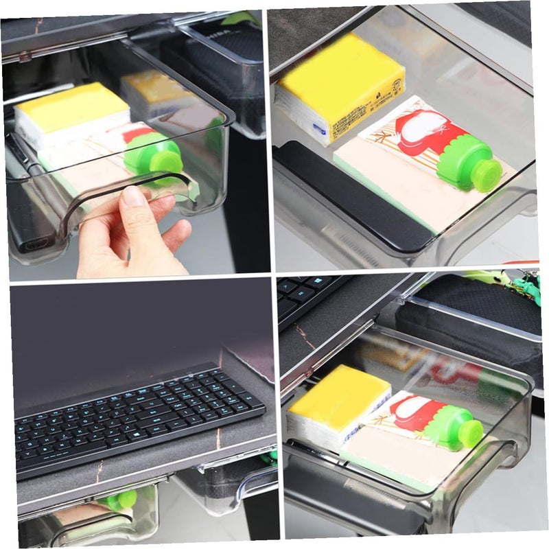 Veemoon Desk Organizer Hidden Drawer Pen Holder Box Stationery Storage Office Accessories Black - Image 5