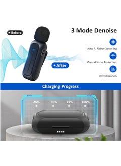 Generic 2 Pcs Wireless Lavalier Microphone for iPhone iPad Android with Charging Case 7H Clip on Lapel Microphone Wireless for Video Recording Vlogging, YouTube, Interview, 3 Mode Denoise, 70ft  - Image 2