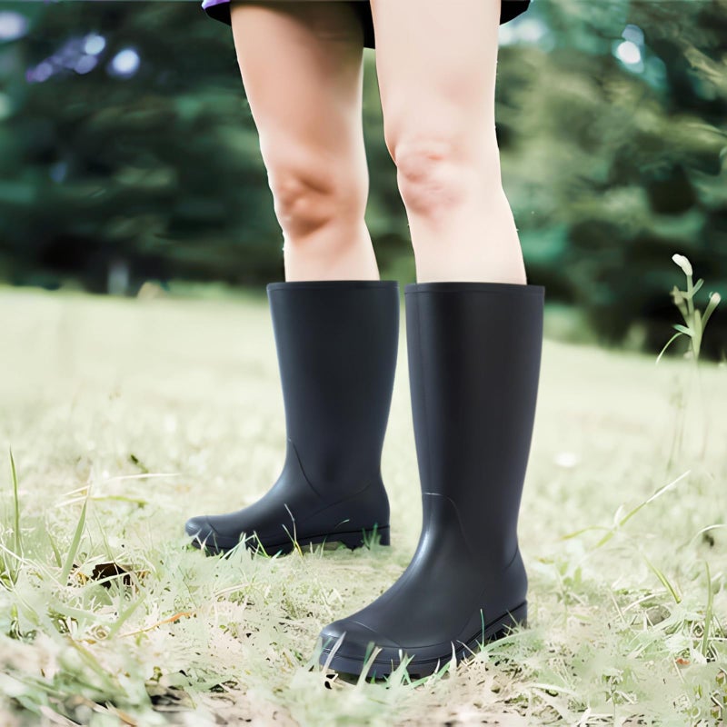 Asgard Womenâ€™s Tall Rain Boots Knee High Waterproof Rainboots Rubber Garden Boots- Slim Calf Black 38 (Size 8) - Image 2