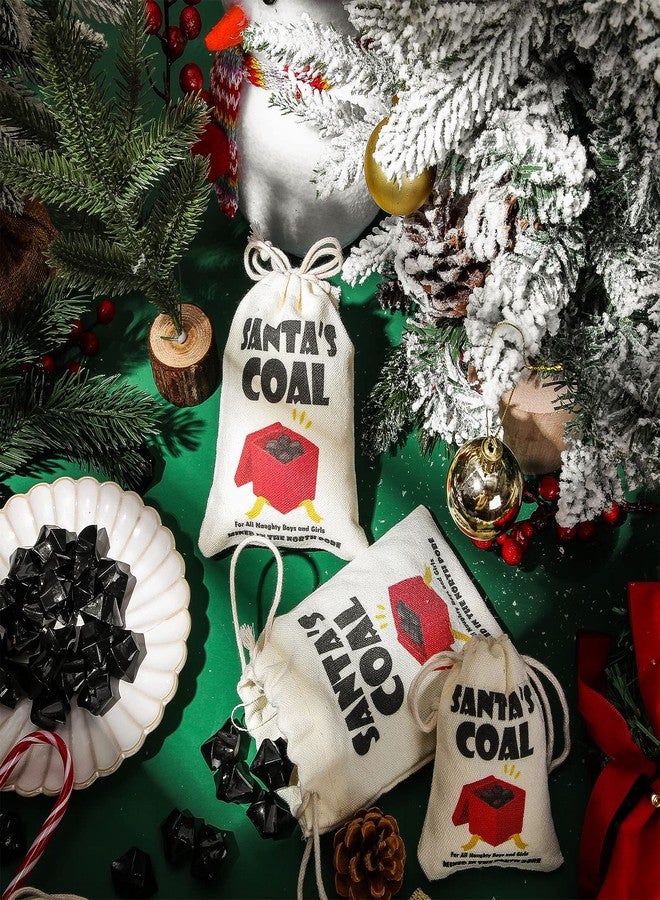 Cindeer 6 Pcs Christmas Santa's Coal Bag and Lump of Coal for All Naughty Mined in the North Pore Jewelry Bag Christmas Drawstring Bag of Coal for Xmas Holiday Stocking Filler Party Favor Supplies - Image 4