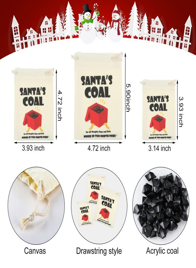 Cindeer 6 Pcs Christmas Santa's Coal Bag and Lump of Coal for All Naughty Mined in the North Pore Jewelry Bag Christmas Drawstring Bag of Coal for Xmas Holiday Stocking Filler Party Favor Supplies - Image 2