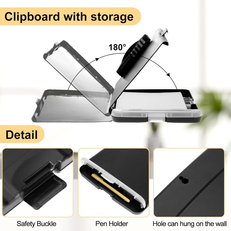 Geyoga 2 Pack Calculator Clipboard with Storage 14 x 10 x 26 Inches File Folder Plastic Storage Clipboard Letter Size Clipboards with Low Profile Clip for School Classroom Office - Image 3