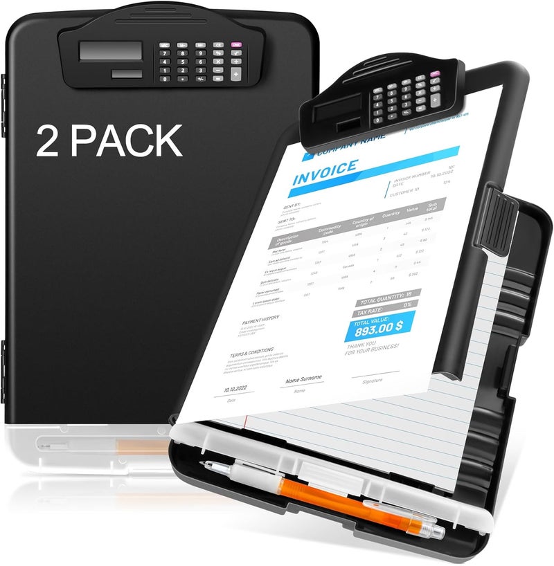 Geyoga 2 Pack Calculator Clipboard with Storage 14 x 10 x 26 Inches File Folder Plastic Storage Clipboard Letter Size Clipboards with Low Profile Clip for School Classroom Office - Image 1