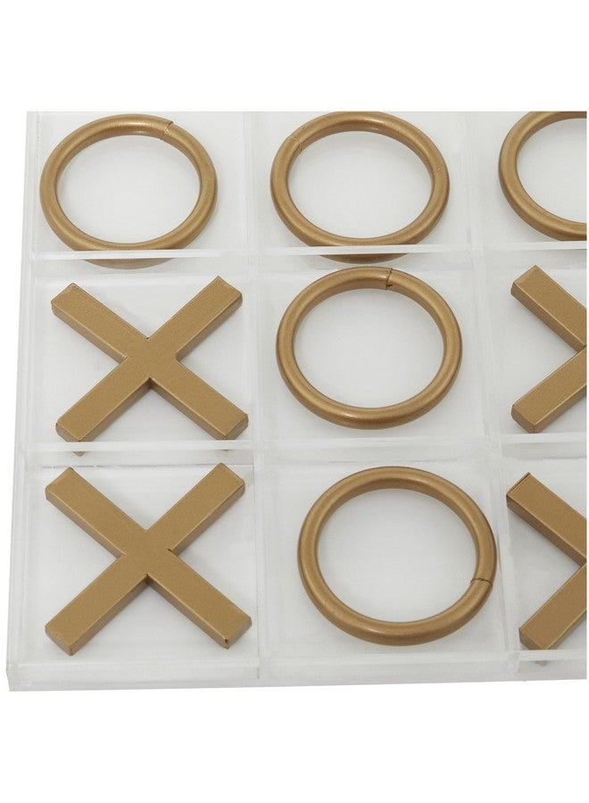 Deco 79 مجموعة لعبة تيك تاك تو المعدنية من ديكو 79 مع قطع ذهبية، 12" × 1" × 12"، ذهبية - Image 2