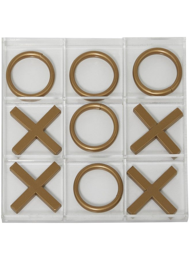 Deco 79 مجموعة لعبة تيك تاك تو المعدنية من ديكو 79 مع قطع ذهبية، 12" × 1" × 12"، ذهبية - Image 1