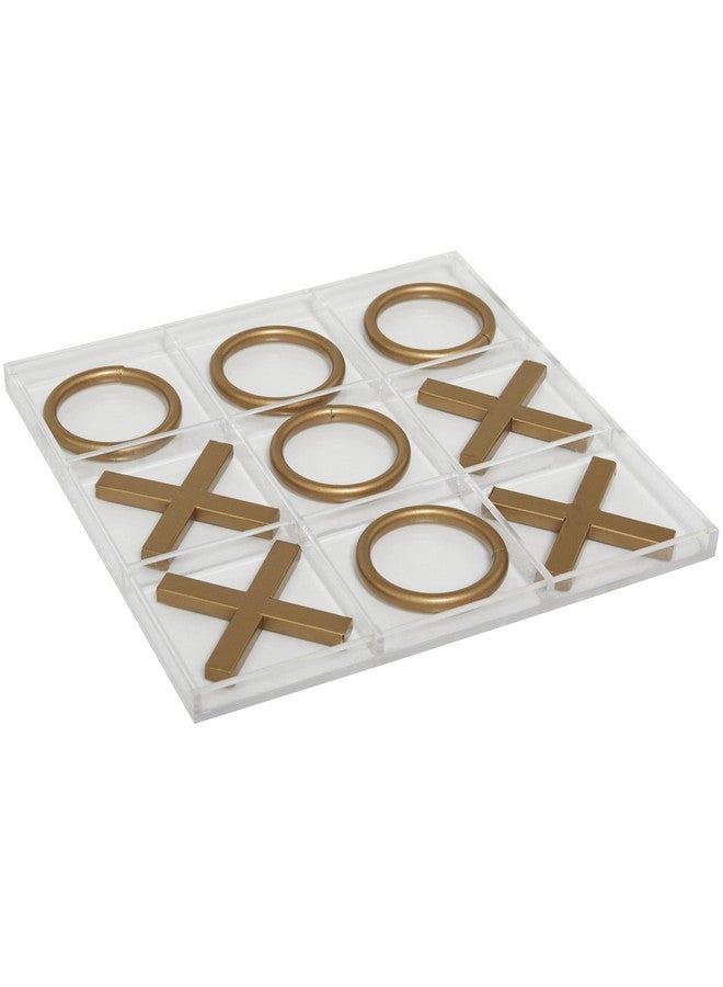 Deco 79 مجموعة لعبة تيك تاك تو المعدنية من ديكو 79 مع قطع ذهبية، 12" × 1" × 12"، ذهبية - Image 4