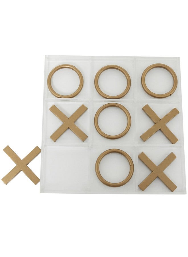 Deco 79 مجموعة لعبة تيك تاك تو المعدنية من ديكو 79 مع قطع ذهبية، 12" × 1" × 12"، ذهبية - Image 3