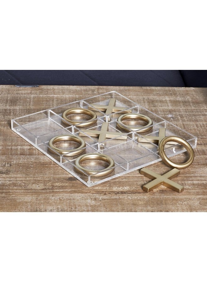 Deco 79 مجموعة لعبة تيك تاك تو المعدنية من ديكو 79 مع قطع ذهبية، 12" × 1" × 12"، ذهبية - Image 5