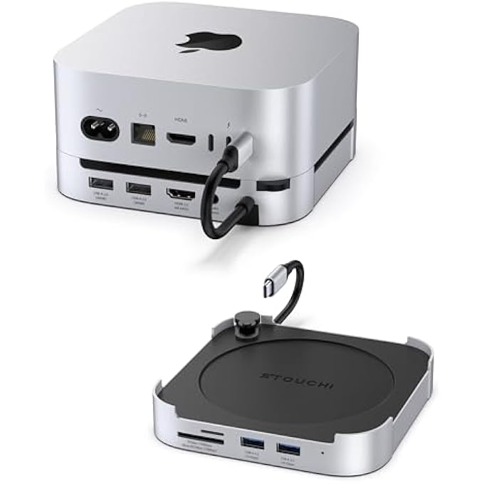 MAC MINI M4 DOCK WITH NVME SSD ENCLOSURE, M4 STAND AND HUB WITH 2 X USB A 10 GBPS, SD/TF CARD READERS, 4K@60 HDMI, 2 X USB A DATA PORT, 3.5 MM AUDIO PORT FOR MAC MINI M4/M4 PRO
