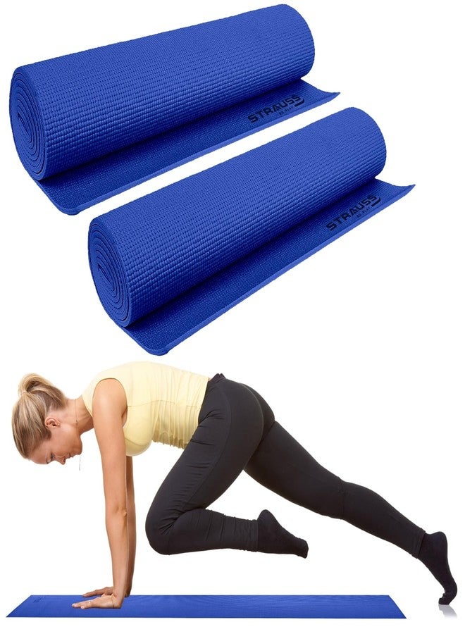 STRAUSS Anti Skid Solid PVC Yoga Mat with Carry Bag|Exercise Mat for Home,Gym(Pack of 2) - Image 1