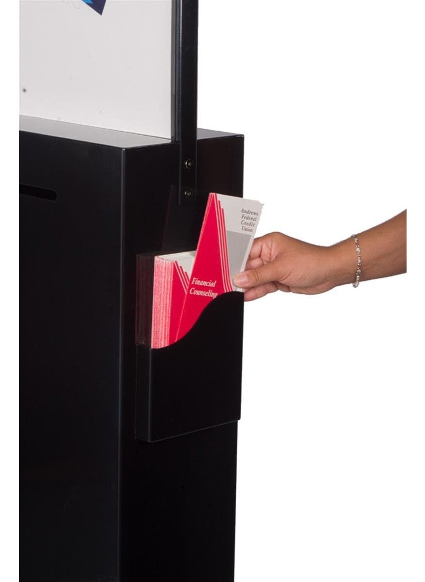 Displays2go Steel FloorStanding Ballot Box with Acrylic 17 by 11 Inch Sign Frame Two Brochure Pockets  Black  - Image 3