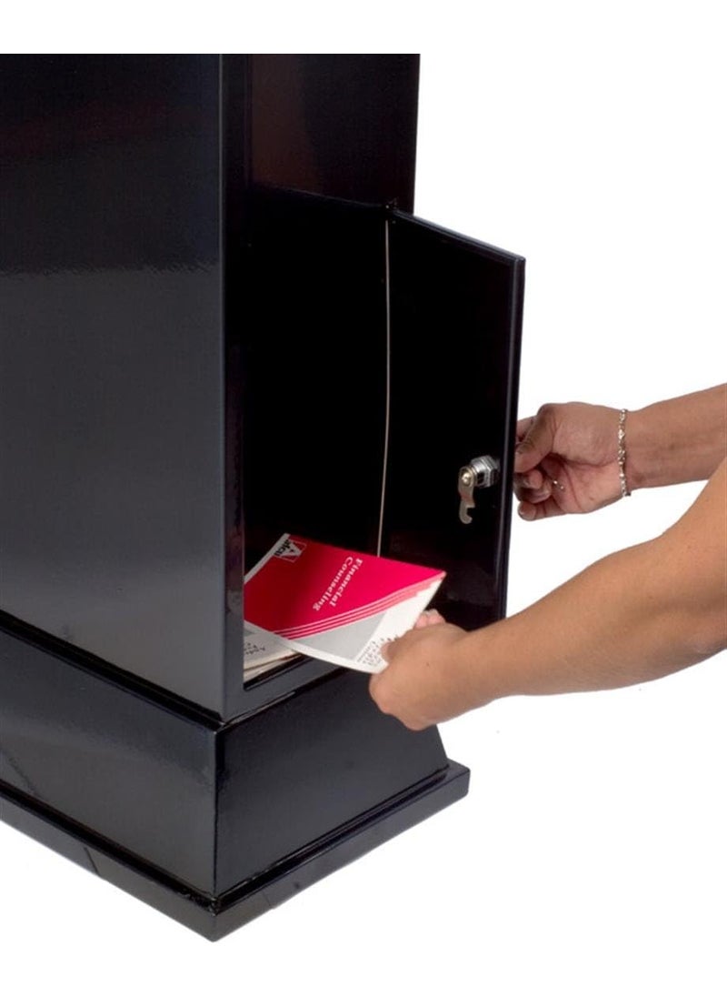 Displays2go Steel FloorStanding Ballot Box with Acrylic 17 by 11 Inch Sign Frame Two Brochure Pockets  Black  - Image 4