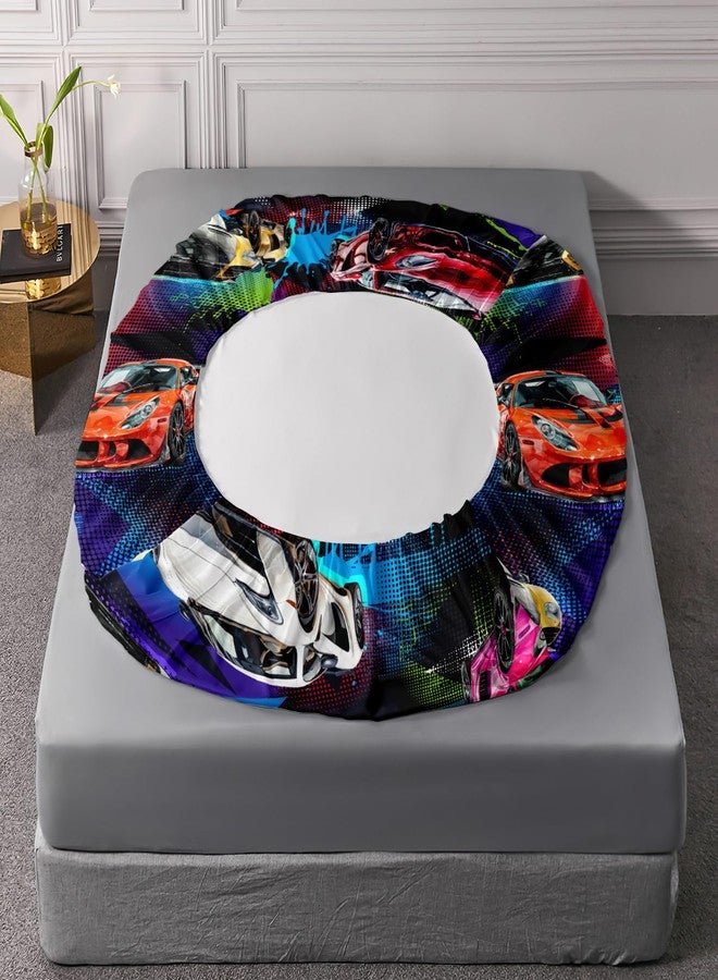 AILONEN Racing Car Fitted Sheet for Kids Boys Teens Twin Size, Extreme Sports Bedding Sets,Cool Speed Race Bed Sheet Set,Colorful Car Theme BedSheets Set,1 Fitted Sheet 2 Pillowcases,3 PCS - Image 5