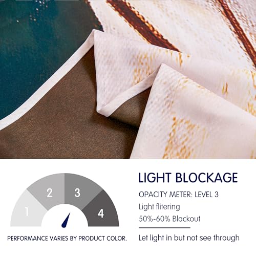 SUBRTEX Light Flitering Curtains 52Wx63L, Room Darkening Vibrant Floral Drapes, 50% Blackout, Semi Sheer Boho Farmhouse Curtains for Living Room, Brown - Image 2
