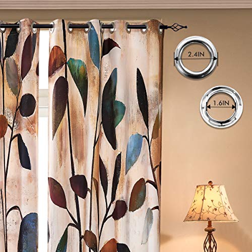 SUBRTEX Light Flitering Curtains 52Wx63L, Room Darkening Vibrant Floral Drapes, 50% Blackout, Semi Sheer Boho Farmhouse Curtains for Living Room, Brown - Image 3