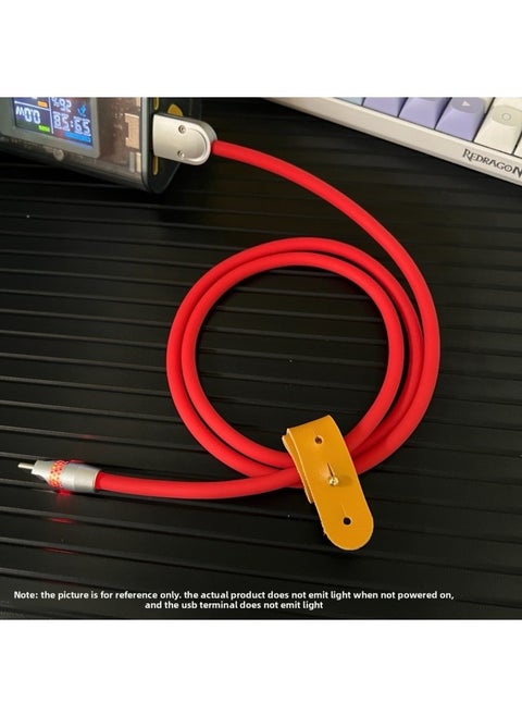 Creative Bee Net Luminous Silicone Data Cable Guest Double Typec Fast Charging Line Suitable For 16iPad Car Carplay-Color:1.5m [usb To For Iphone 12w]-Model:[red] Silicone Data Cable [bee Net Rgb Luminous Data Cable]