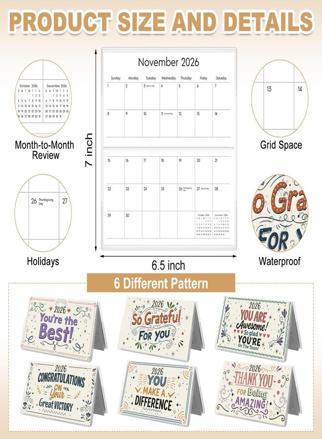 ReliThick 6 Pcs 2026 Pocket Calendar for Purse Monthly Planner Notebook Small Pocket Calendar Journals Notepads Appreciation Present Gift for Women Teacher School Office (Drawing Confetti) - Image 2