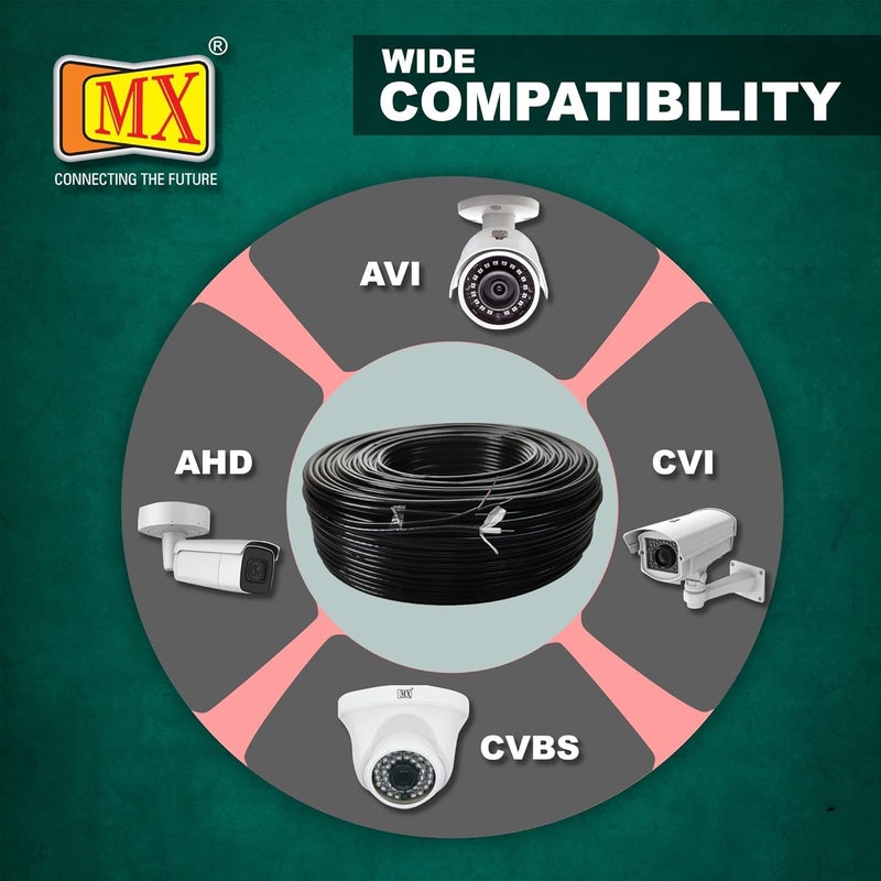 MX 100 Meter Pure Copper 31 Outdoor CCTV Camera Coaxial Cable For HighSpeed Audio Video Signal BNC Video for CCTV DVR Surveillance System Copper Patch Cord - Image 4