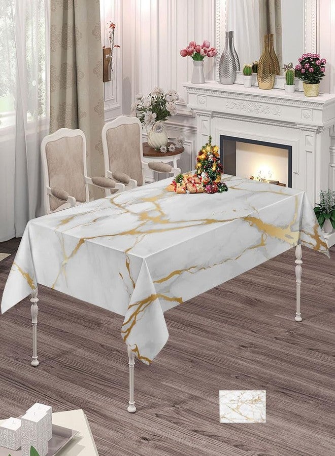 Mrcrypos Marble Tablecloth White and Gold Table Cloth Stain Resistant Washable 60x84 Inch Rectangle Tablecloths for Outdoor Picnic Kitchen Dinner - Image 2