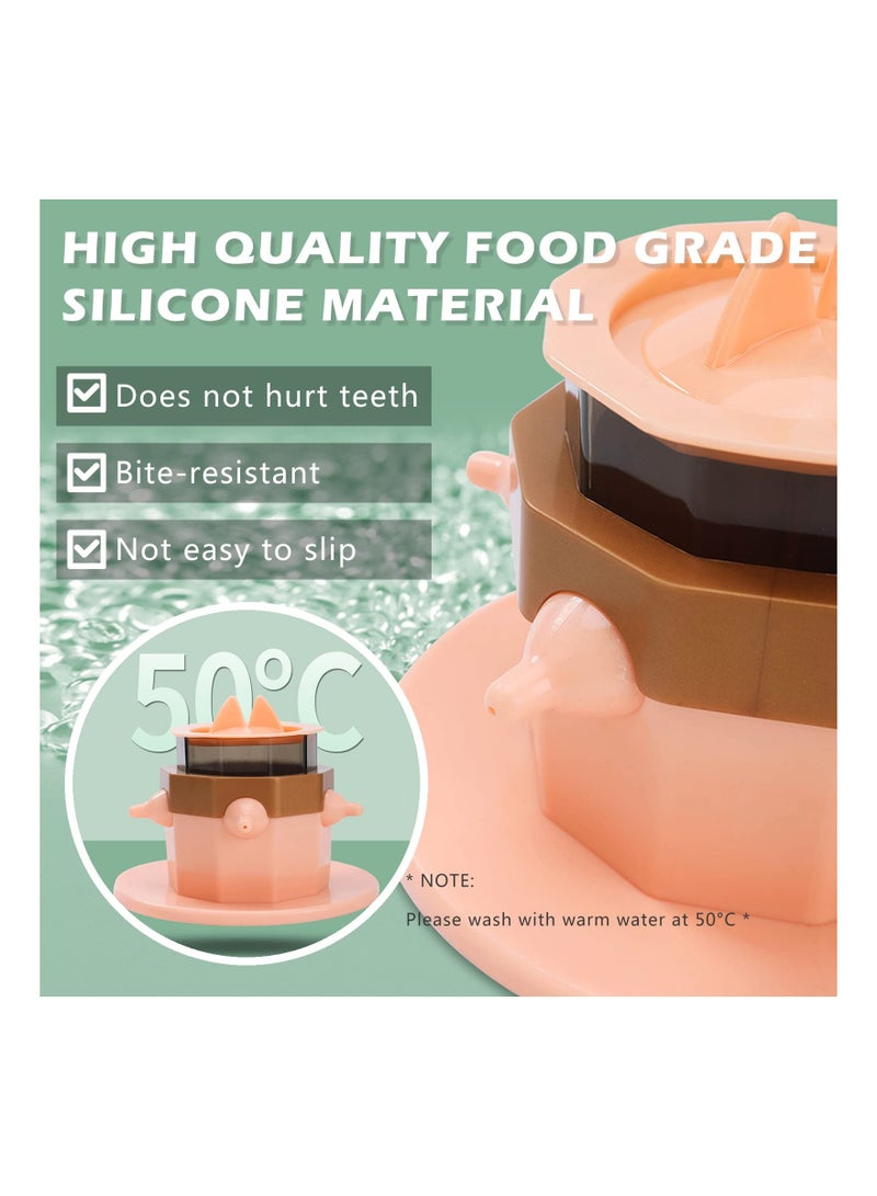 SOLARAE Puppy Feeder for Multiple Puppies - 400ml Milk Bowl with Lids & 5 Teats, Strong Suction Base, Ideal Feeding Station for Kittens, Puppies, and Rabbits. - Image 4