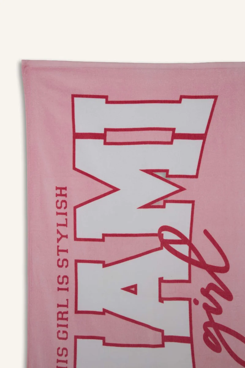 Defacto Girl Patterned Woven Pink Beach Towel