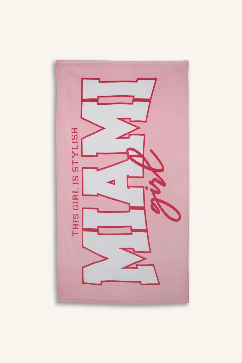 Defacto Girl Patterned Woven Pink Beach Towel