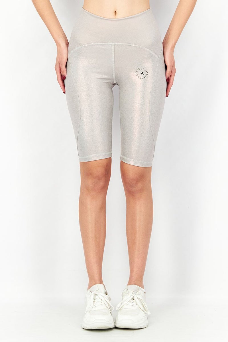 Adidas Adidas by Stella McCartney Women Sportswear Fit Brand Logo Training Shorts, Silver  - Image 1