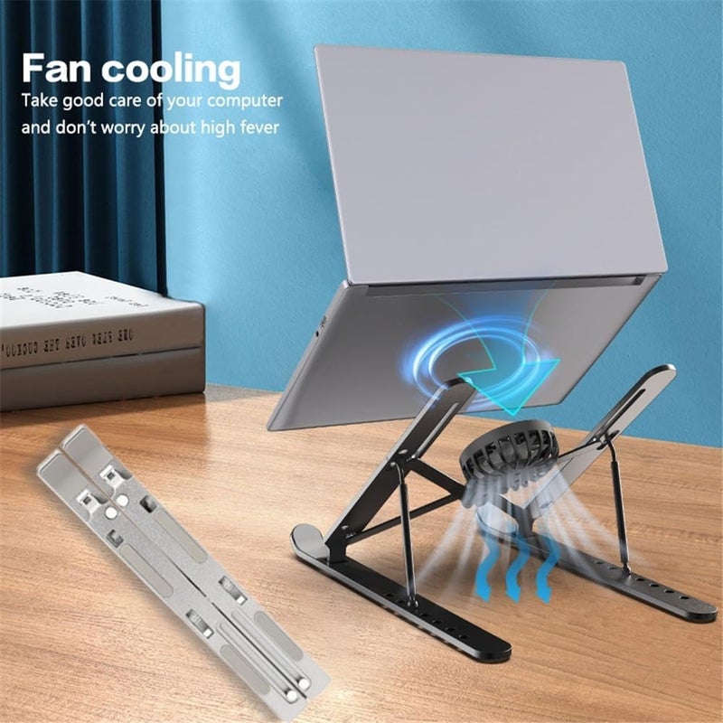 Laptop Stand Laptop Cooler Stand for Desk, Portable Foldable Laptop Bracket with Fan for 16-18 Inch Tablet Laptop Notebook Notebook Holder(Silver,16inch) - Image 3