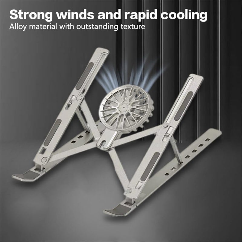 Laptop Stand Laptop Cooler Stand for Desk, Portable Foldable Laptop Bracket with Fan for 16-18 Inch Tablet Laptop Notebook Notebook Holder(Silver,16inch) - Image 2