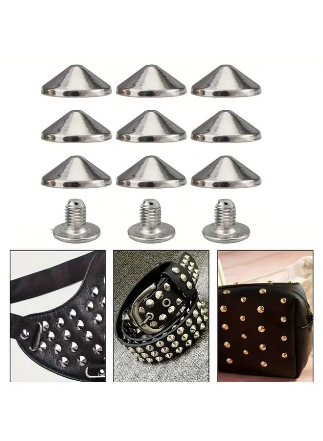 50 Sets Silvery Alloy Cone Spikes And Studs With Bullet Screw Back Punk Studs For Clothing Shoes Leather Craft Belts Bags Installation Tool - Image 1