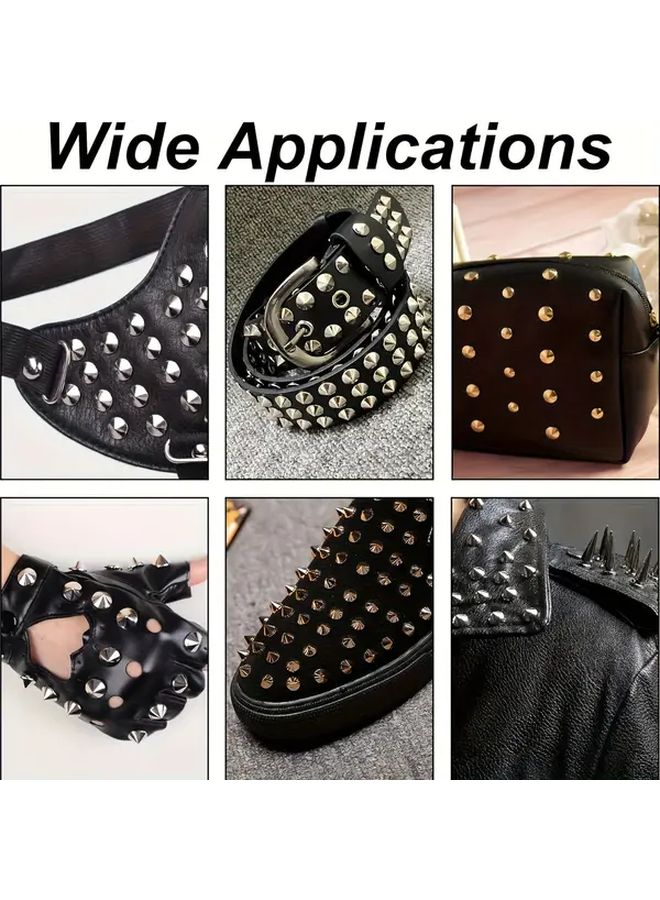 50 Sets Silvery Alloy Cone Spikes And Studs With Bullet Screw Back Punk Studs For Clothing Shoes Leather Craft Belts Bags Installation Tool - Image 5
