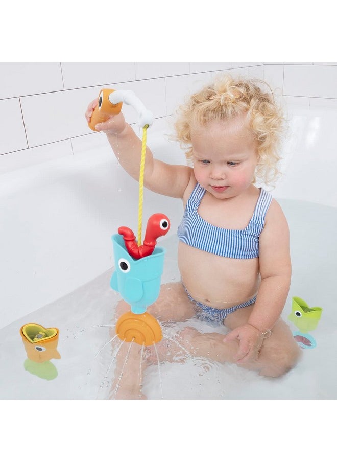 Yookidoo Yookidoo Toddler Baby Bath Magnetic Fishing Game Toy with Water Effects (Ages 2+) Includes 3 Moving Fish, Worm & Fishing Pole (4pc) Floating Fish Playset for Bath Time or Pool (Mold Free)  - Image 4
