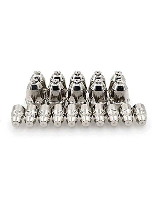 TECHNO TRONICS TECHNO TRONICS P80 Plasma Cutting Consumable Torch Tips Electrode 15 mm Nozzle Electrode Pack of 20 Pieces10 Big 10 Small 80AMPlasma Cutting Torch Silver P80  - Image 1