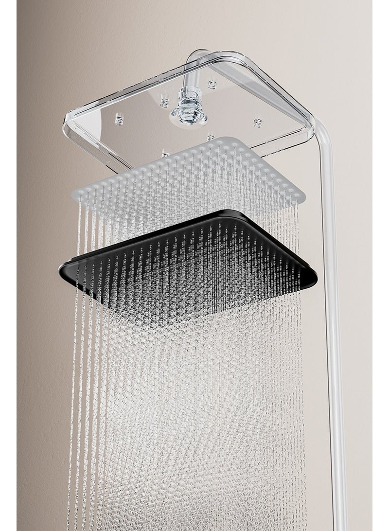 هالونهي مجموعة صنبور دش ترموستاتي مع مفتاح بيانو وشاشة رقمية وإضاءة محيطة ومجموعة دش كومبو مع رأس دش مطري 12 بوصة، صنبور حوض استحمام، دش يدوي، بخاخ بيديه (أبيض) - Image 4