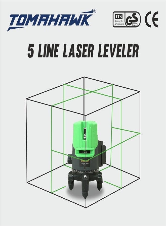 TOMAHAWK Professtional TLL-B-05-N 5 Lines 3D Horizontal and vertical green laser cross self leveling laser level - Waterproof and Rechargeable - Image 3