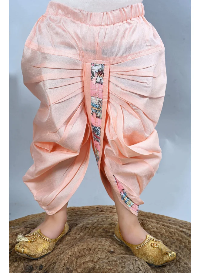 BT DEZINES Baby Pink Animal Print Kurta & Dhoti Set for Boys