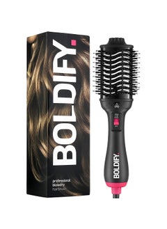 Boldify BOLDIFY Professional Blow Dry Brush  for Silky Shiny Curls Waves or Straightener  BoarCraft Charcoal Infused Hair Dryer Brush wVolumtech Anti Frizz Advanced ION Generator Technology 